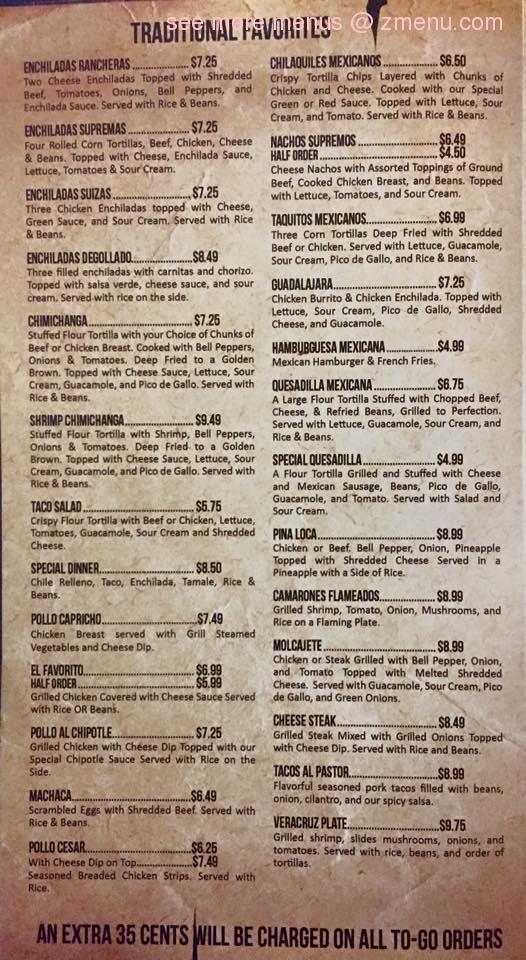 Atzimba Mexican Restaurant Menu - Image 1